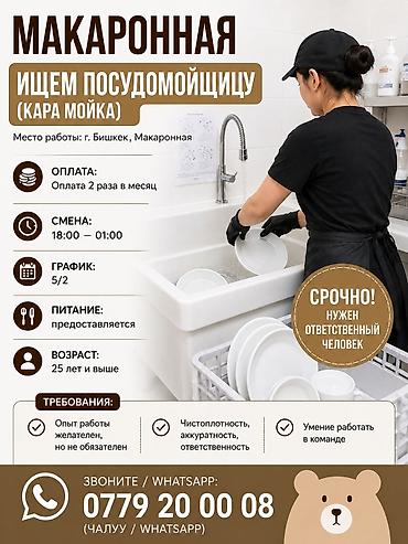 Требуется Посудомойщик, Оплата: Дважды в месяц