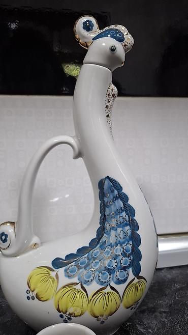 araq: Porcelain spirt içkisi dəsti – tovuzquşu formalı qrafin və 6 ədəd — 2