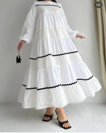 белое платья с: Повседневное платье, Турция, Оверсайз