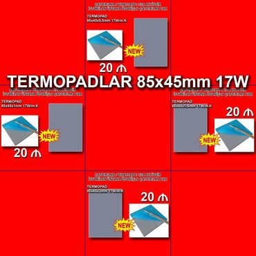 Masaüstü kompüterlər və iş stansiyaları: Termopadlar "85x45 0,5/1/1,5/2mm 17w" 🚚Metrolara və ünvana çatdırılma