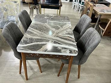 Masa və oturacaq dəstləri: Mətbəx üçün, Yeni, Açılan, Dördbucaq masa, 4 stul — 6