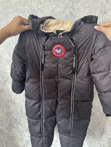 комбинезон для новорожденных зимний: Детский зимний комбинезон - Цвет: темно‑серый - Теплый стеганый верх