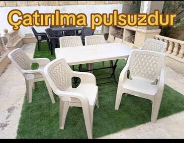 Mebel: Açılan, Dördbucaq masa, 6 stul