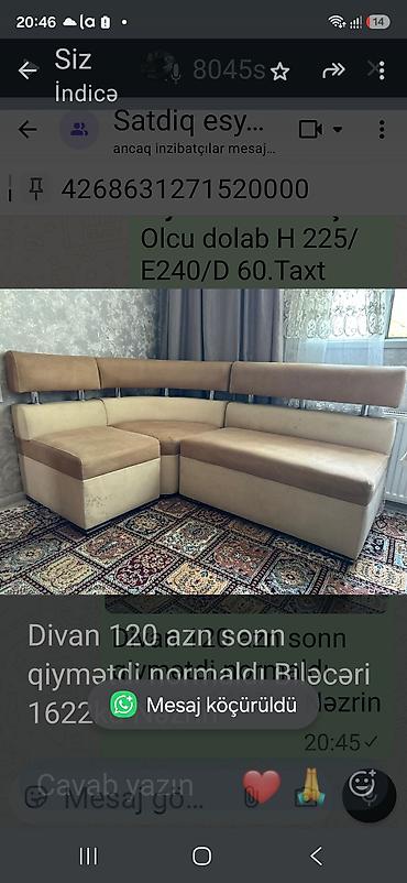 Divan 120 azn sonn qiymətdi normaldı Biləcəri 1622kd Nəzrin