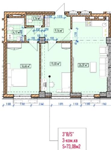 Продажа квартир: 3 комнаты, 73 м², Элитка, 2 этаж, ПСО (под самоотделку)