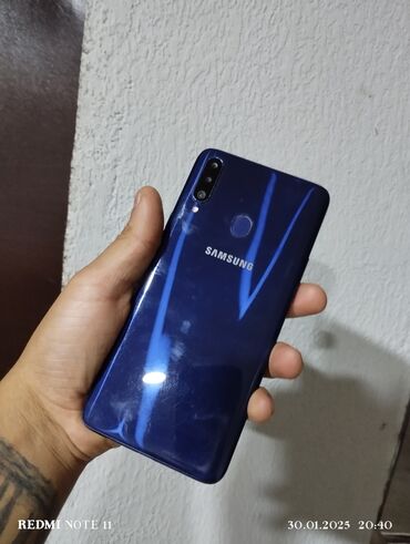 Samsung: Samsung Galaxy A20s, 32 GB, rəng - Göy, Barmaq izi, İki sim kartlı, Face ID