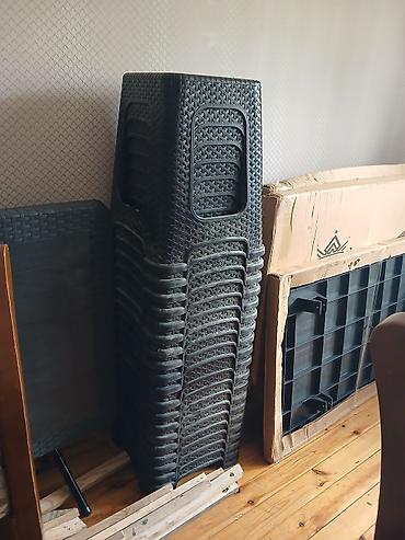 Bağ, çöl mebeli: Rattan naxışlı qatlanan masa və tabure dəsti - Material: möhkəm — 1