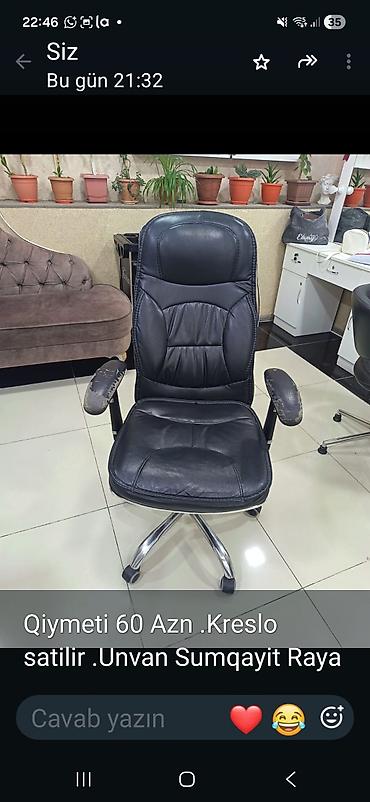 lalafo.az mebel: Ofis kreslosu - Material: süni dəri oturacaq və bel hissəsi - Rəng — 1