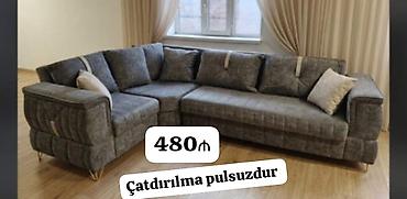 Divan satılır. - Ölçü: 2x3 m - Künc divan, L formalı - Rəng: tünd boz