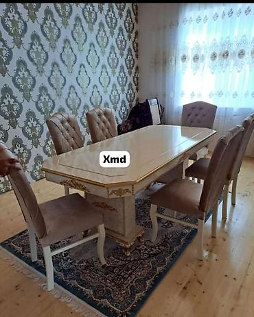 online mebel: Qonaq otağı üçün, Yeni, Açılmayan, Dördbucaq masa, 6 stul — 1