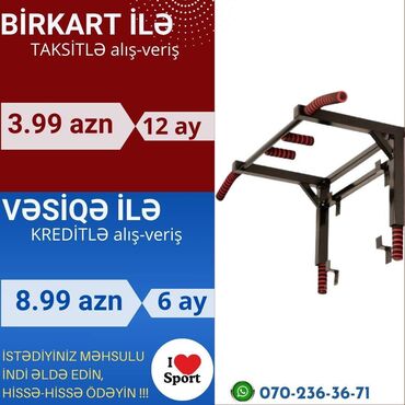 Digər idman və istirahət malları: Turnik brus 🪪 şəxsi̇yyət vəsi̇qəsi̇ i̇lə kredi̇t ( 3 -18 ay ) 💳