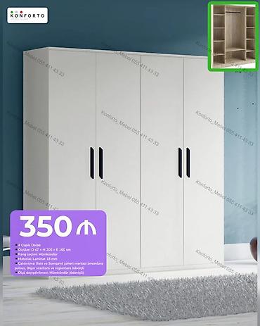 4 qapılı paltar dolabı - Ölçü: D 47 x H 200 x E 160 sm - Material: 18