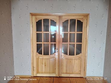 zal qapıları: Taxta aralıqlı şüşəli qapılar - Material: təbii ağac (şpon deyil) — 3