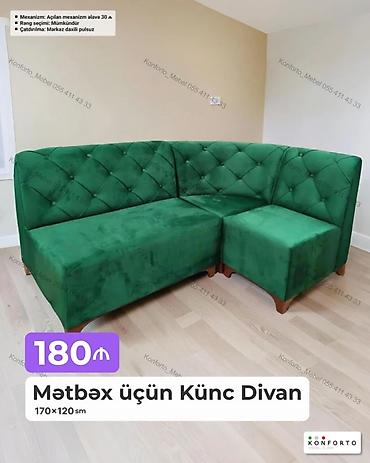 kreslo 170: Mətbəx üçün Künc Divan – 170×120 sm - Rəng: Yaşıl (rəng seçimi — 1