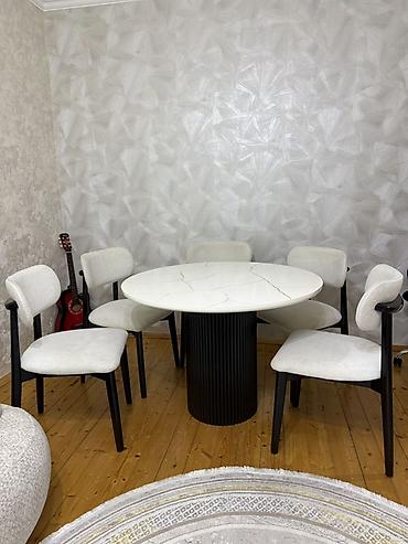 Masalar və oturacaqlar: Dəyirmi yemək/qonaq masası və 6 ədəd stul dəsti - Dizayn: Minimalist — 2