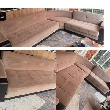 Sifarişlə dolablar: Künc divan, İşlənmiş, Açılan, Bazalı