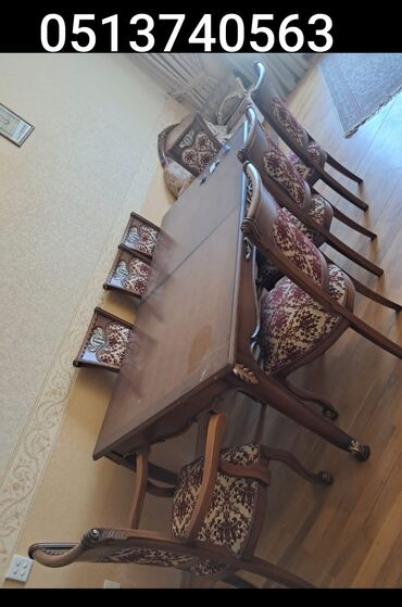 qabax stolu: Malazya masa desti tecilii satilir 300 azn qiymet sondu . 8 stulnandu