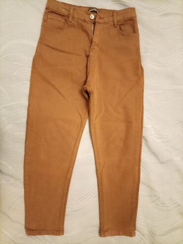 qaqa stili şalvar: Qəhvəyi rəngli dar kəsim şalvar11 yaş - Model: 5 ciblə klassik jeans