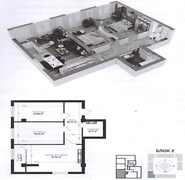 рассрочка квартира в бишкеке: 3 комнаты, 70 м², Таатан ТЦ Элитка, 12 этаж, ПСО (под самоотделку) — 4
