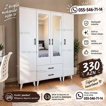 Ağ rəngli, müasir dizayna malik paltar şkafı - Zərif və müasir