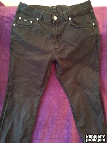 Pantalone: Original Hugo Boss pantalone 33/34 100% cotton Tamnobraon boja — 7