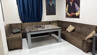 divan kafe: L formal qonaq/istirahət guşələri üçün L formalı künc divan və mərmər — 3