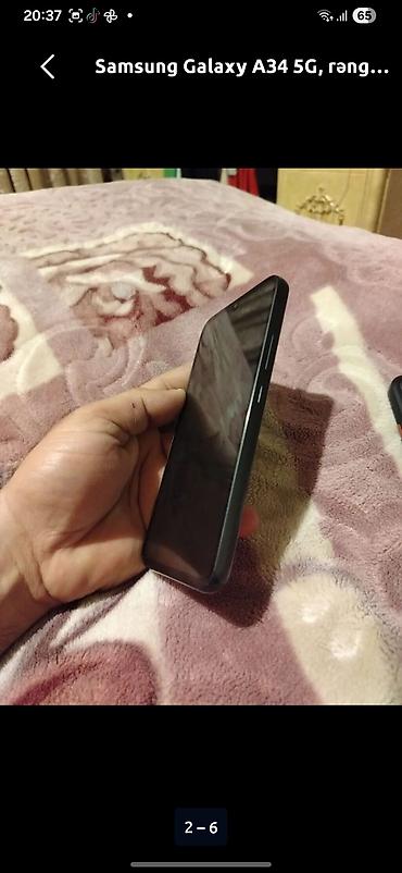 işlənmiş iphone x: Samsung Galaxy A34 5G, 128 GB, rəng - Boz, Düyməli, Barmaq izi, Face ID — 1