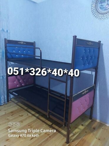 İkimərtəbəli uşaq çarpayıları: Oğlan və qız üçün, Yeni, Çarpayı, Matras ilə, Siyirməsiz — 19