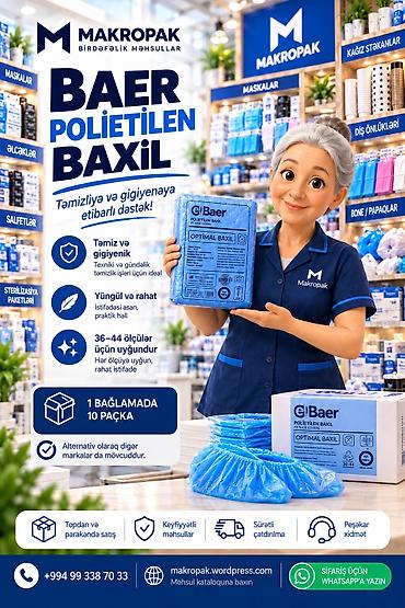 4 lu canta: 🧤 BAER POLİETİLEN BAXİL Təmizlik və gigiyenanın vacib olduğu müxtəlif — 1