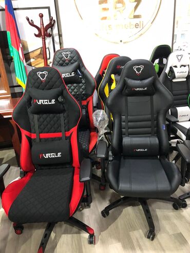 Ofis və oyun kresloları: Yeni, Təkərli, Qolları tənzimlənir, Dəri — 16