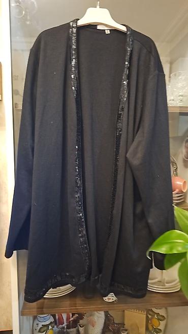 oversize jaket: Qara rəngli qadın kardiqanı - Model: açıq önlü, düyməsiz kardiqan - — 1