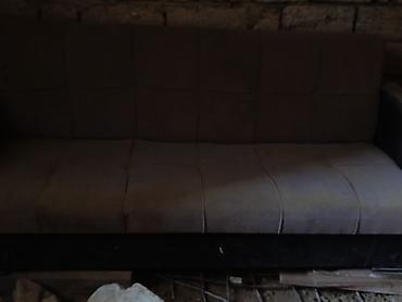 Qəhvəyi parça üzlü 3 nəfərlik divan - Dizayn: Minimalist, düzbucaqlı