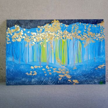 Картины и фотографии: Интерьерная картина "Голубые деревья" без рамки, 60 ×40 см