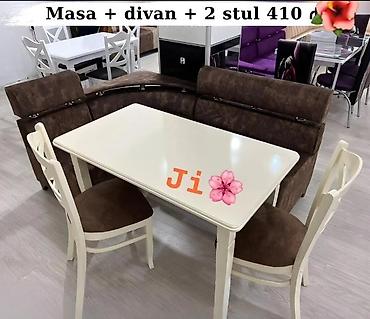 metbext divan: Mətbəx/qonaq otağı üçün mebel dəsti: - 1 ədəd masa – parlaq krem — 1