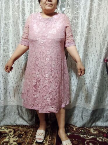 женская вечерняя платье: Вечернее платье, Короткая модель, Бархат, С рукавами, 8XL (EU 56)