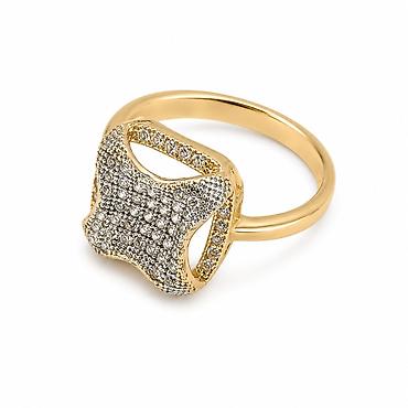 Свадебные платья и аксессуары: Кольцо Infinity Cube из жёлтого золота 585 с бриллиантом - Категория — 1