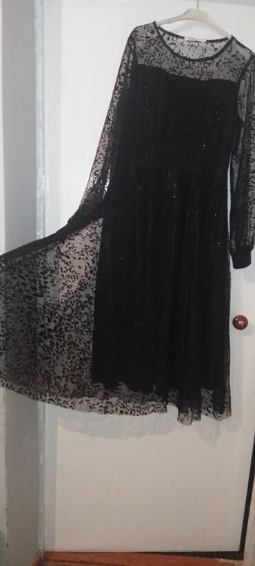 черное длинное вечерное платье: Вечернее платье, 4XL (EU 48)
