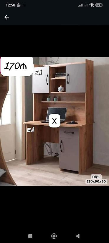 reseption masa: Kompyuter/iş masası üst dolablı model - Material və dizayn: Təbii — 1