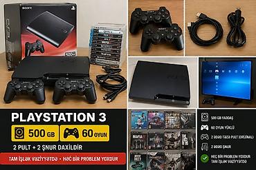 plesdeşin 3: 🎮 PLAYSTATION 3 — 500 GB 🔥 ✅ 500 GB yaddaş 🎮 60 oyun yüklənib 🎮 2 ədəd — 1