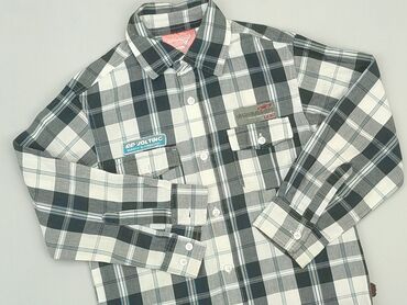 długie sukienki z długim rękawem: Shirt 5-6 years, condition - Good, pattern - Cell, color - Grey