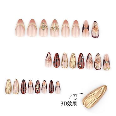 lace front perike: Set ukrasnih veštačkih noktiju – dizajn “kornjačevina & zlato” sa — 5
