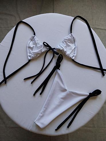 push up helanke iskustva: Bikini komplet – dvodelni, bele boje sa crnim vezicama. - Gornji deo — 1