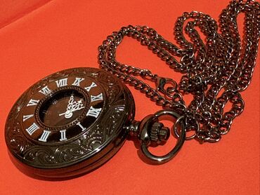 Əntiq saatlar: Klassik cib saatı – qara metal korpus və zəncir - Dizayn: Qapaqlı — 11