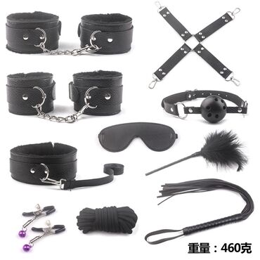 цепочка на руку: Чëрный БДСМ набор 10 предметов, набор аксессуаров, BDSM, аксессуары