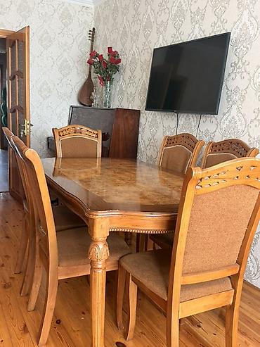 ikinci el stol stul: Qonaq otağı üçün, İşlənmiş, Açılmayan, Dördbucaq masa, 6 stul — 6