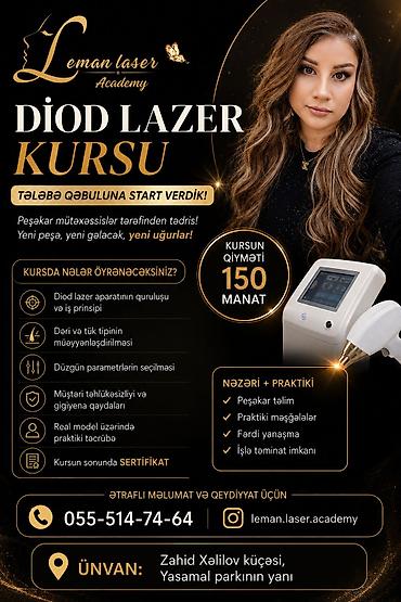 Lazer epilyasiyası kursu, Fərdi, Diplom, sertifikat lalafo.az -da Lazer epilyasiyası kursu, Fərdi, Diplom, sertifikat