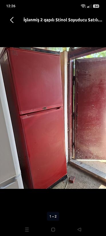 dispenser satilir: İşlənmiş 2 qapılı Stinol Soyuducu Satılır, rəng - Qırmızı, Dispenserli — 1