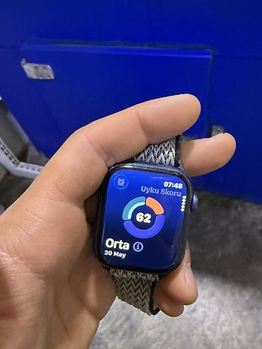 sazz problem: Apple Watch Series 7. 44mm mavi alüminium korpus, toxumalı elastik — 7