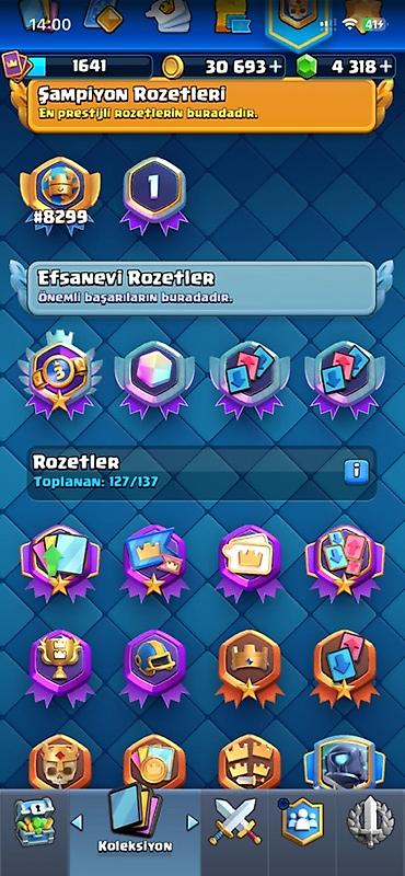 brawl stars 2: Clash Royale hesabı - kupa: 11300 - Taş: 4,318 - Rozetlər: 127/137 — 2
