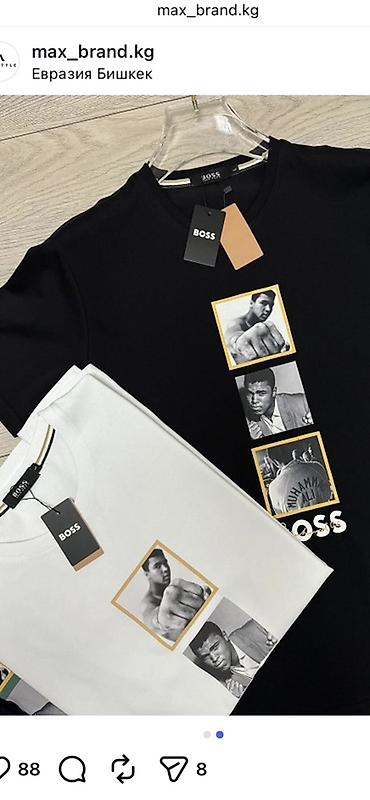 Футболки: Мужская футболка, 3XL, 4XL, Moncler, Новый, цвет - Черный — 3